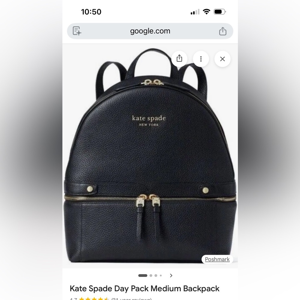 kate spade Black Pebbled Leather Small Backpack with Gold Hardware NWOT